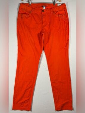 Love Your Style LYS Women’s 16W Bright Orange Twill Skinny Embellished Jeans